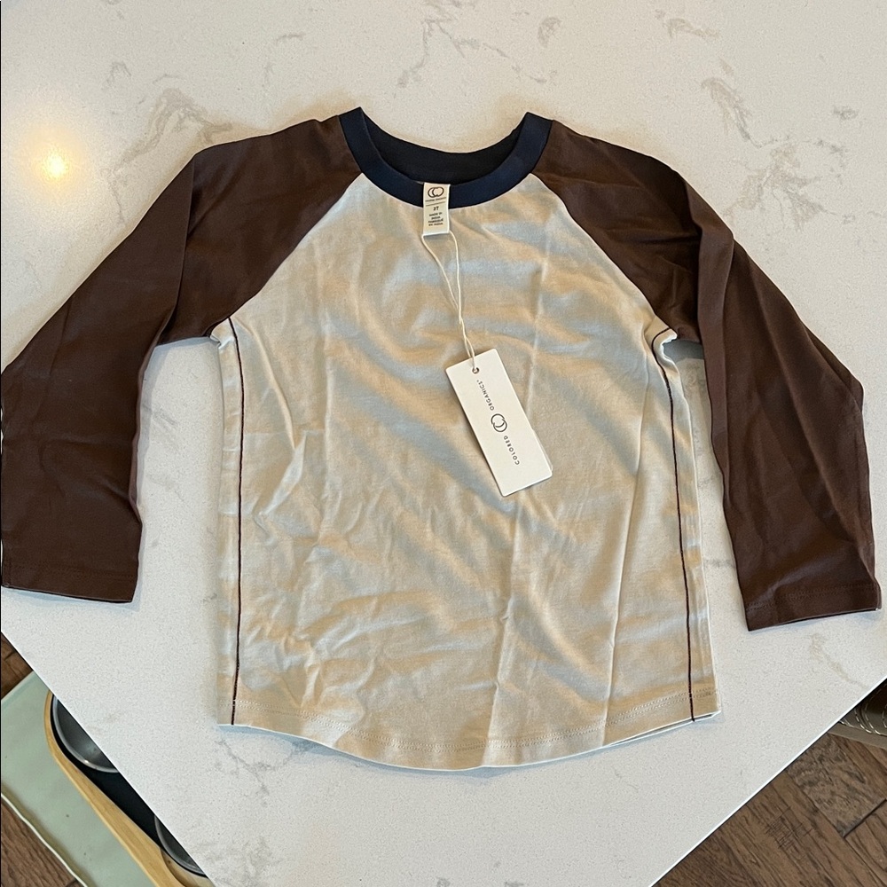 Colored Organics Brown-Sleeve Raglan Tee with Cream Body